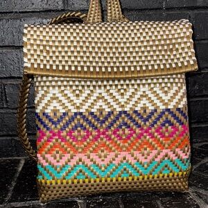 Multicolor Woven Backpack/pool bag